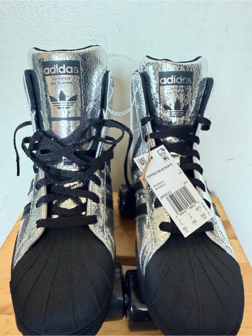 Adidas Silver and Black High-Top Roller Skate Sneakers - Picture 2 of 9